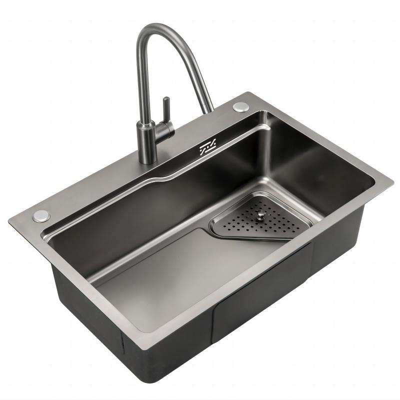 Gunmetal Gray  Pressing Big Single Bowl Kitchen Sink